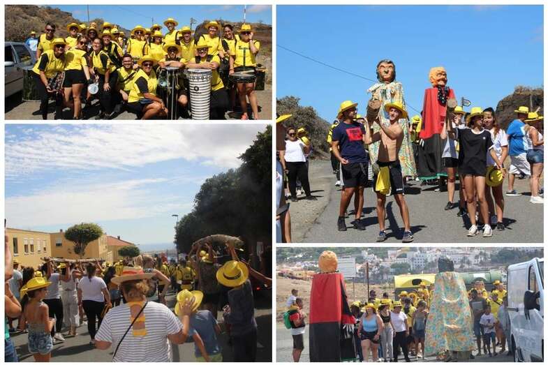Diferentes momentos de la Bajada del Pitón de este domingo en Caserones Altos (Foto Pepa Sánchez)